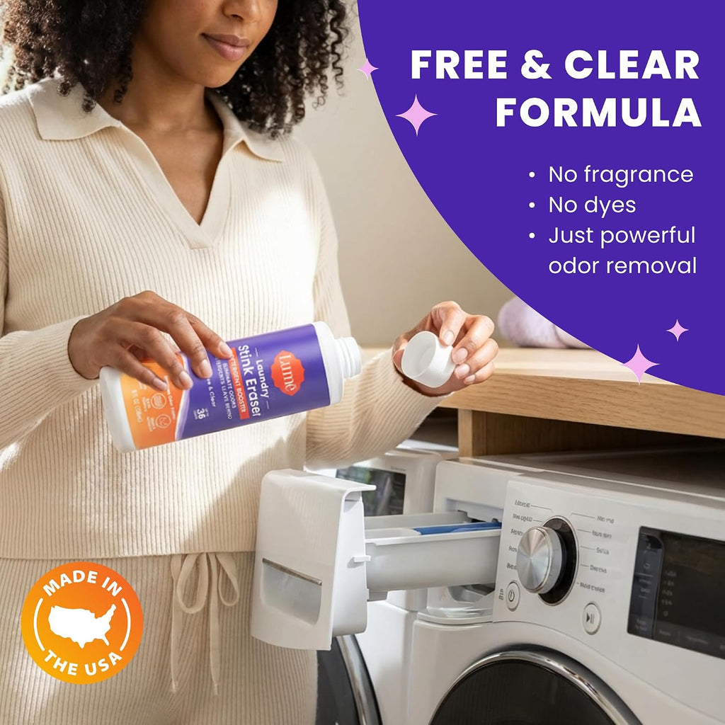 Lume Clothing Odor & Stain Remover – Laundry Booster & Soak – Removes Body Odor from Clothes – Powerful Odor-Eliminating Enzyme Formula Boosts Detergent Performance – Fragrance-Free & Dye-Free – 8 fl oz (Pack of 2)